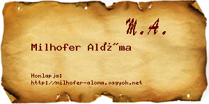 Milhofer Alóma névjegykártya